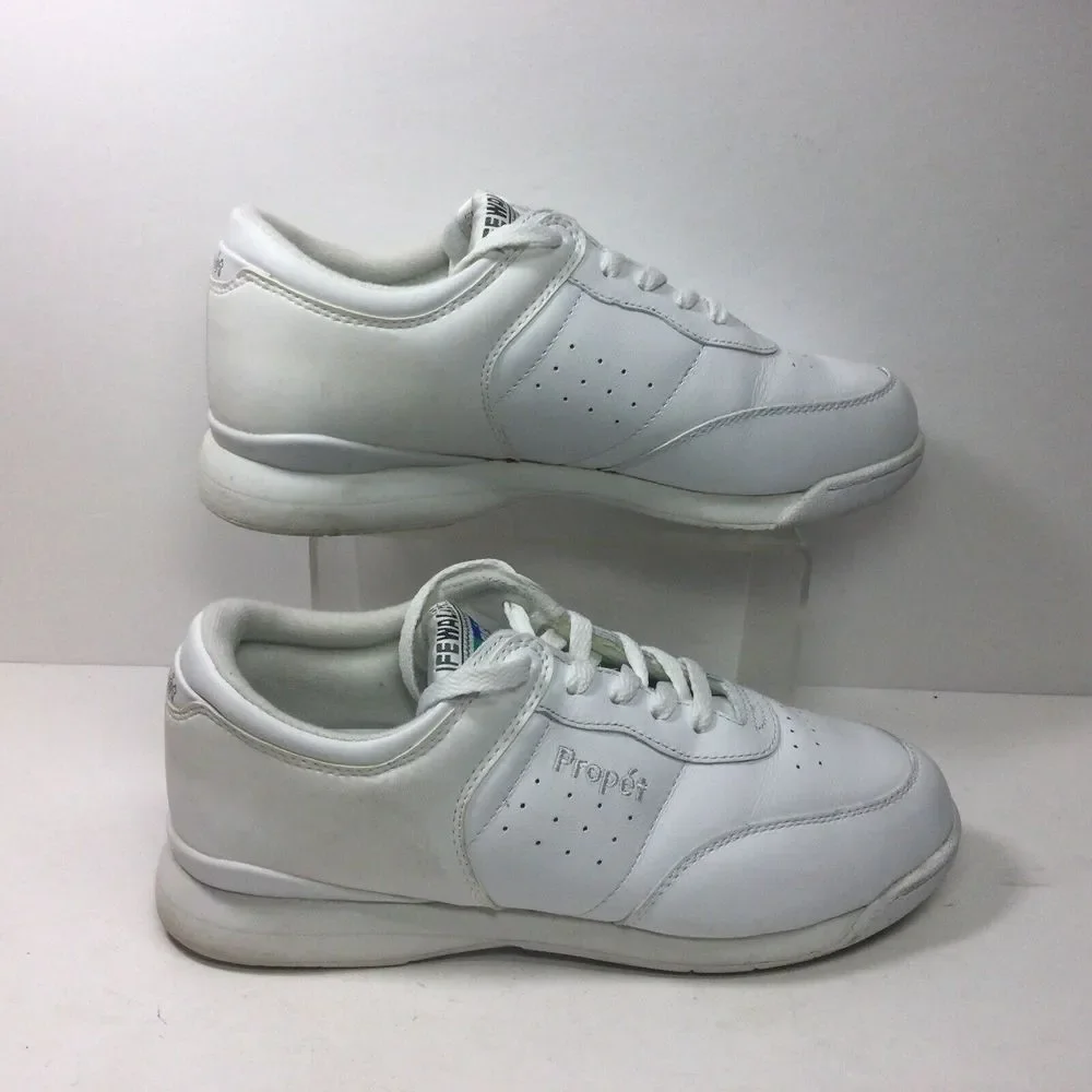 Propet Life Walker Womens Walking‎ Shoes Size 9.5 White Leather Comfort Sneakers